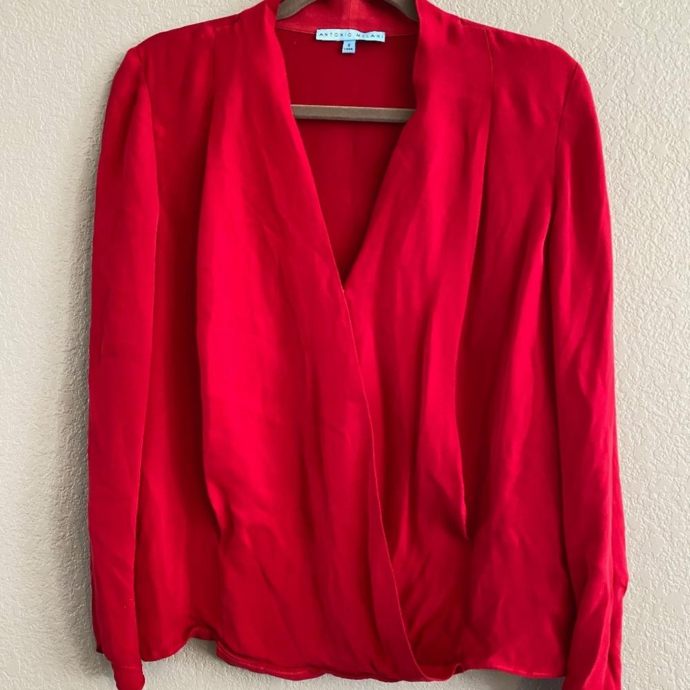 Antonio Melanie Red Silk Top